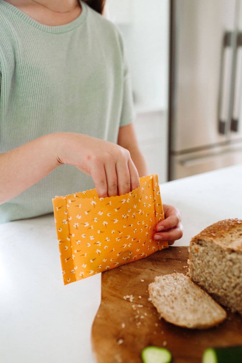 Reusable Beeswax Food Wraps: Golden Floral Set of 3