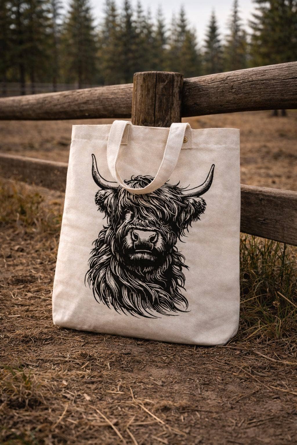Canvas Tote Bag/Highland Cow/Shopping Bag