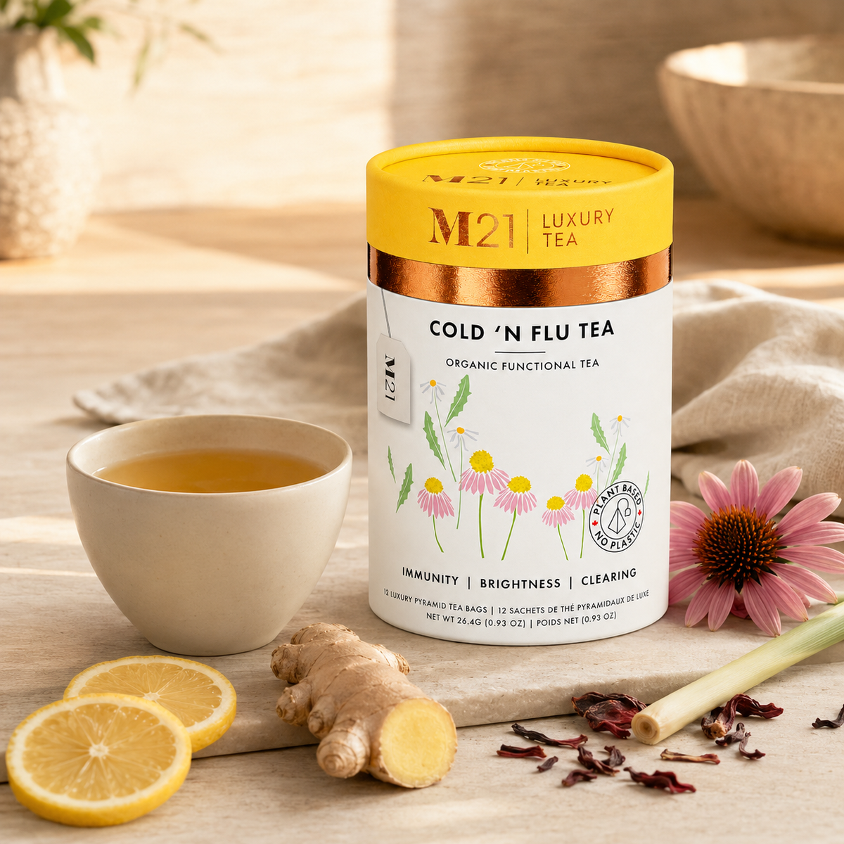 Tega Organic Tea - Cold & Flu Luxury Herbal Tea | Organic | Canadian | 12ct