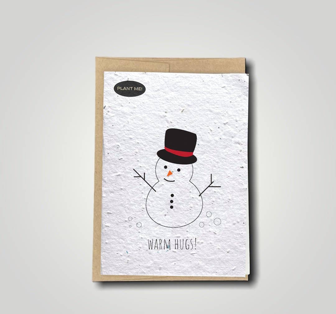 Warm Hugs Snowman Plantable Greeting Card