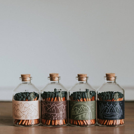 Evergreen Mountains Safety Matches Apothecary Jar - Gift