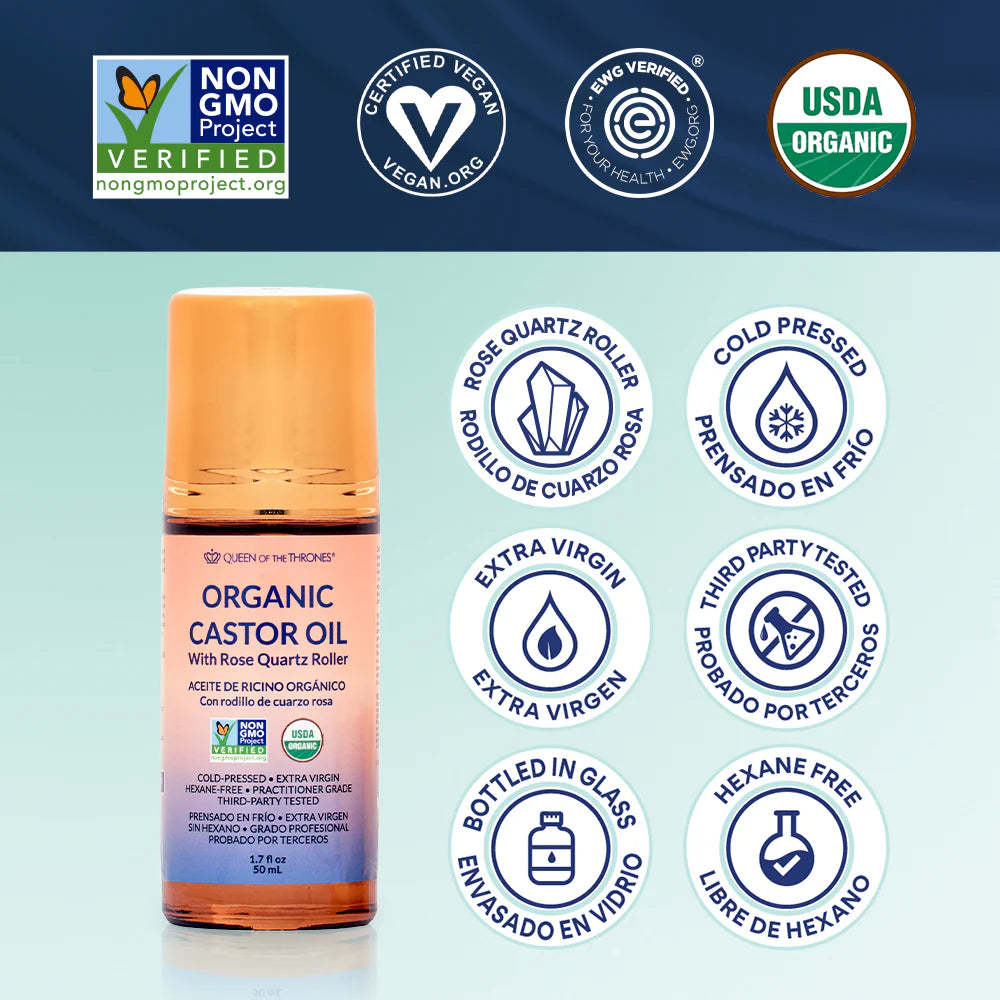Castor Oil Rose Quartz Roll-On