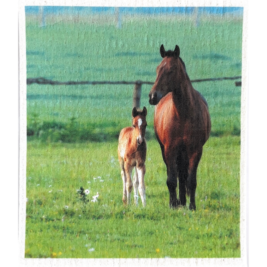 Swedish dishcloth Animals Horse Mare & Foal