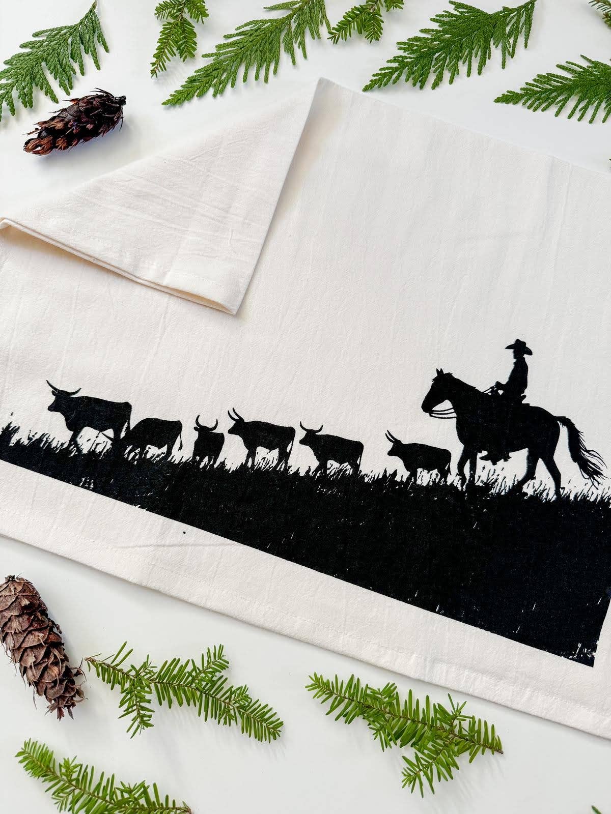 Tea Towel / Cattle Drive / Kitchen Towel