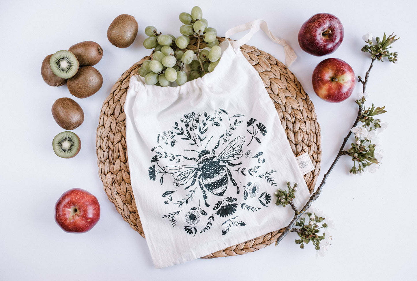 Reusable bags, set of 2 bee bags