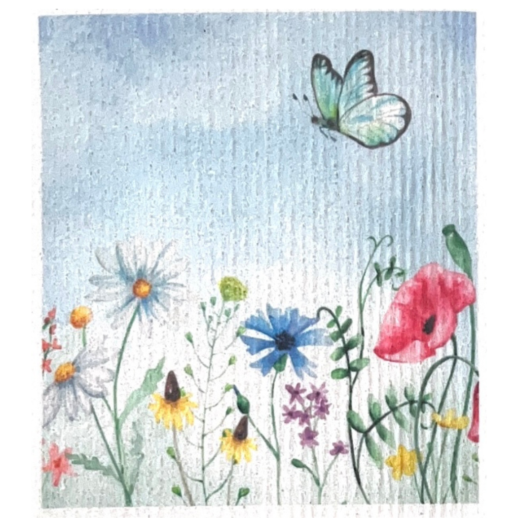 Swedish dishcloth Flowers Wildflowers & Butterfly