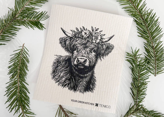 Sponge Cloth/ Floral Cow /Reusable Cloth