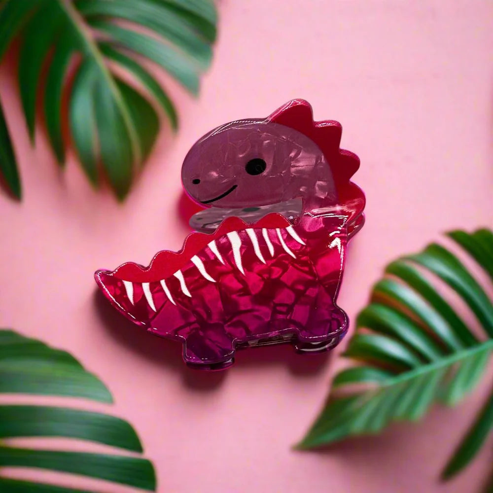 Cellulose Acetate Hair Clip | Ellie Brachiosaurus Pink