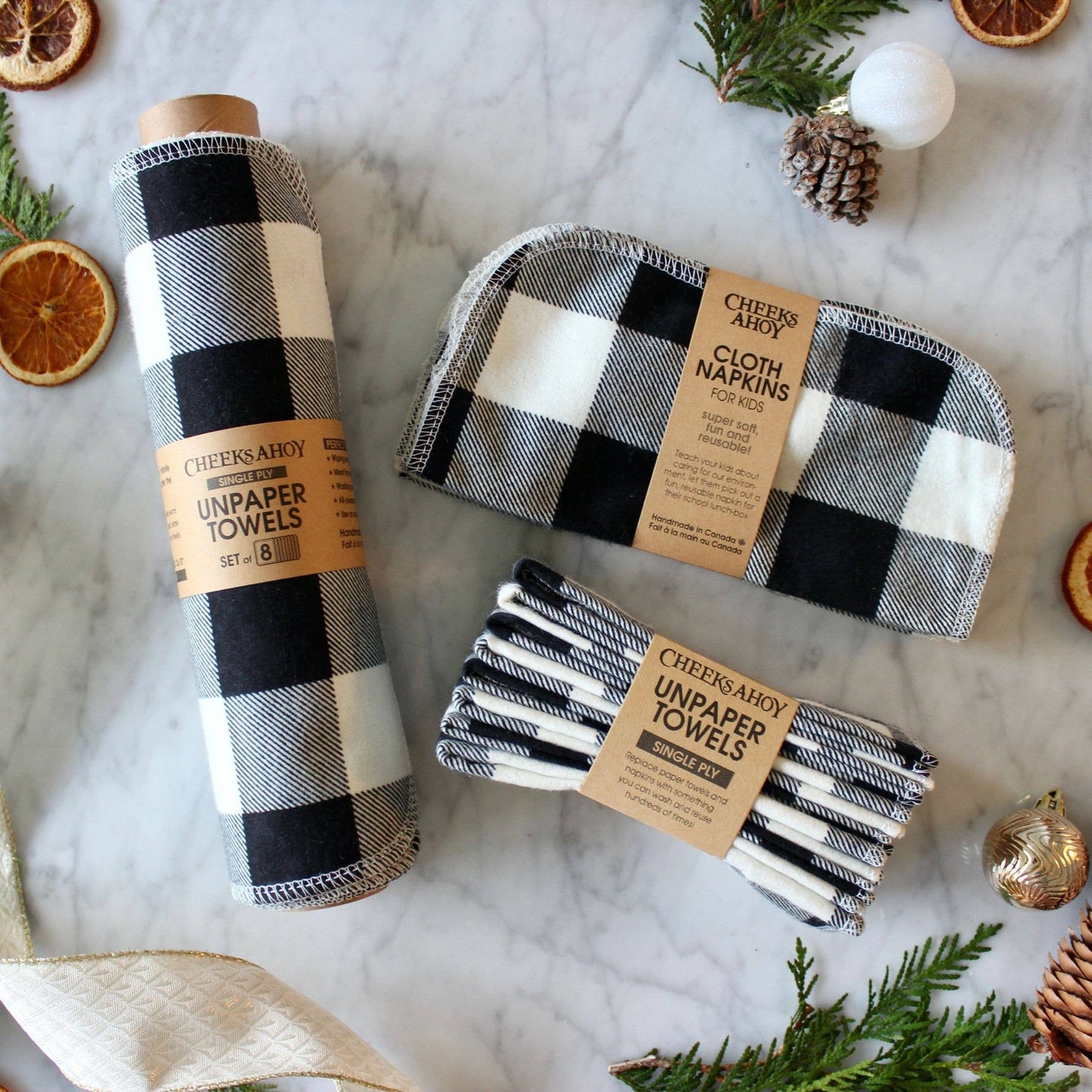 Pre-Rolled Reusable Non•Paper Towels • Plaids