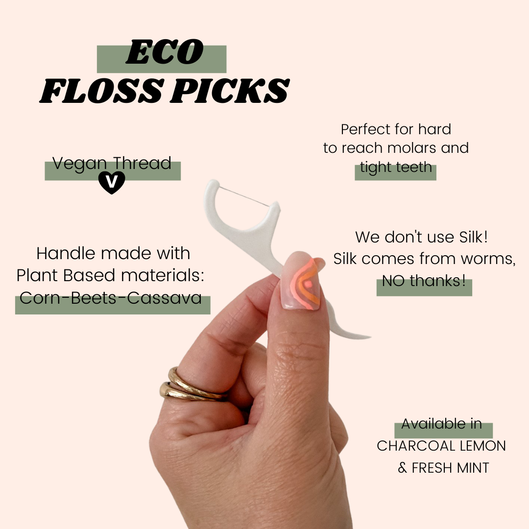 Eco Floss Picks Charcoal - Lemon