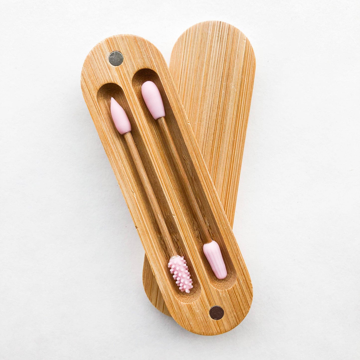 Reusable Plastic Free Bamboo Silicon Q-Tips with Bamboo Case