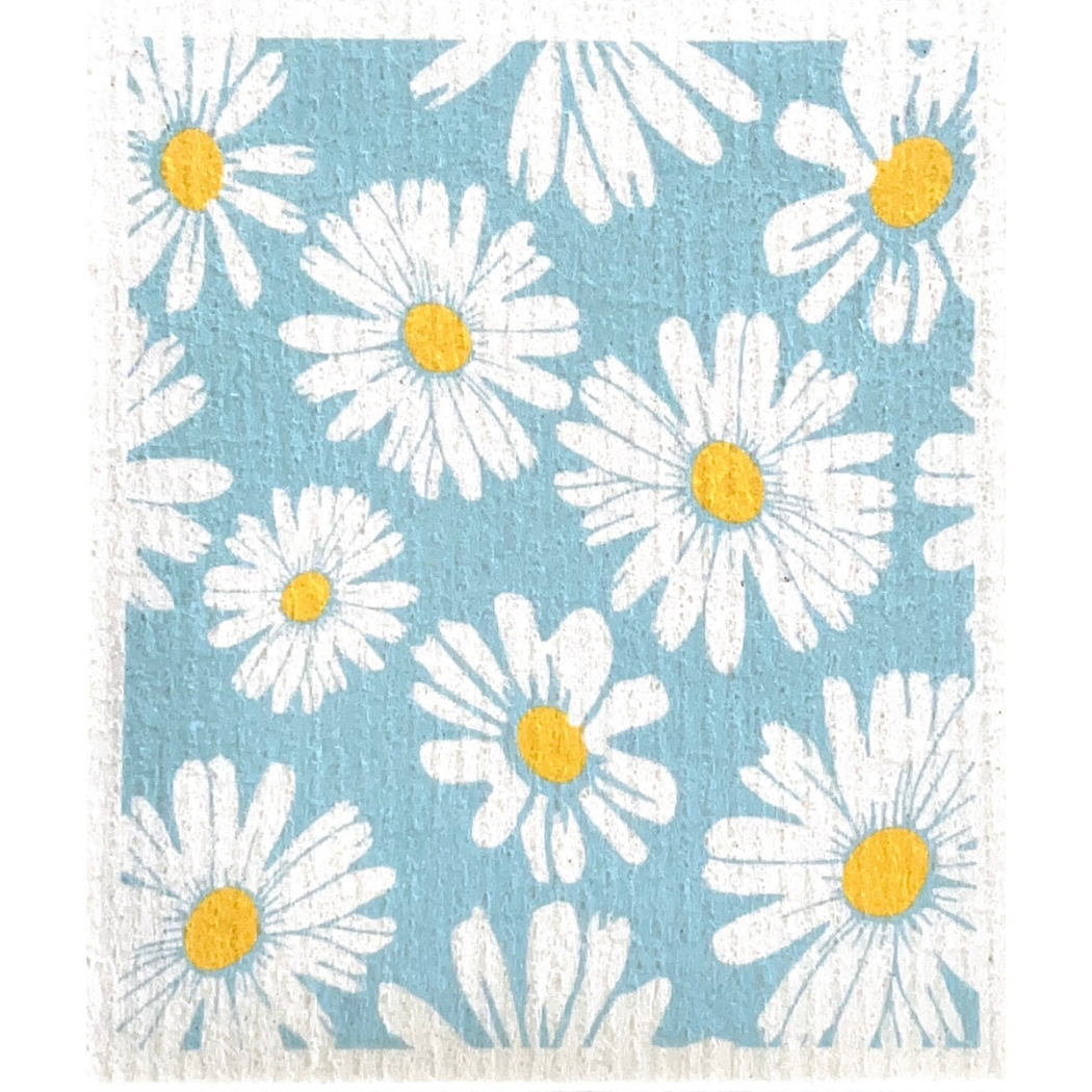Swedish dishcloth Flowers Daisies Blue