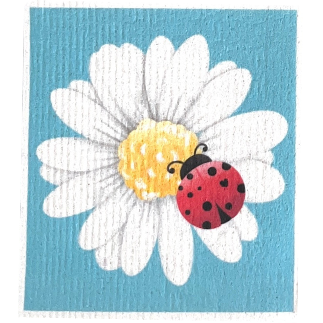 Swedish dishcloth Flowers Daisy and Ladybug
