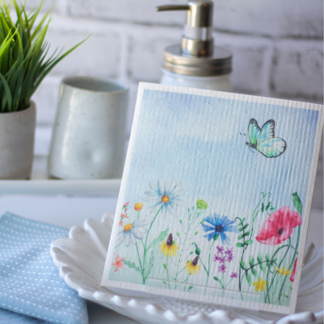 Swedish dishcloth Flowers Wildflowers & Butterfly