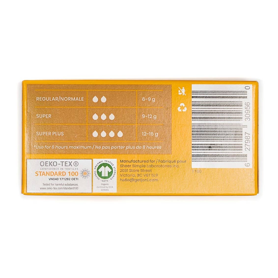 joni Regular Organic Cotton Non-Applicator Tampons