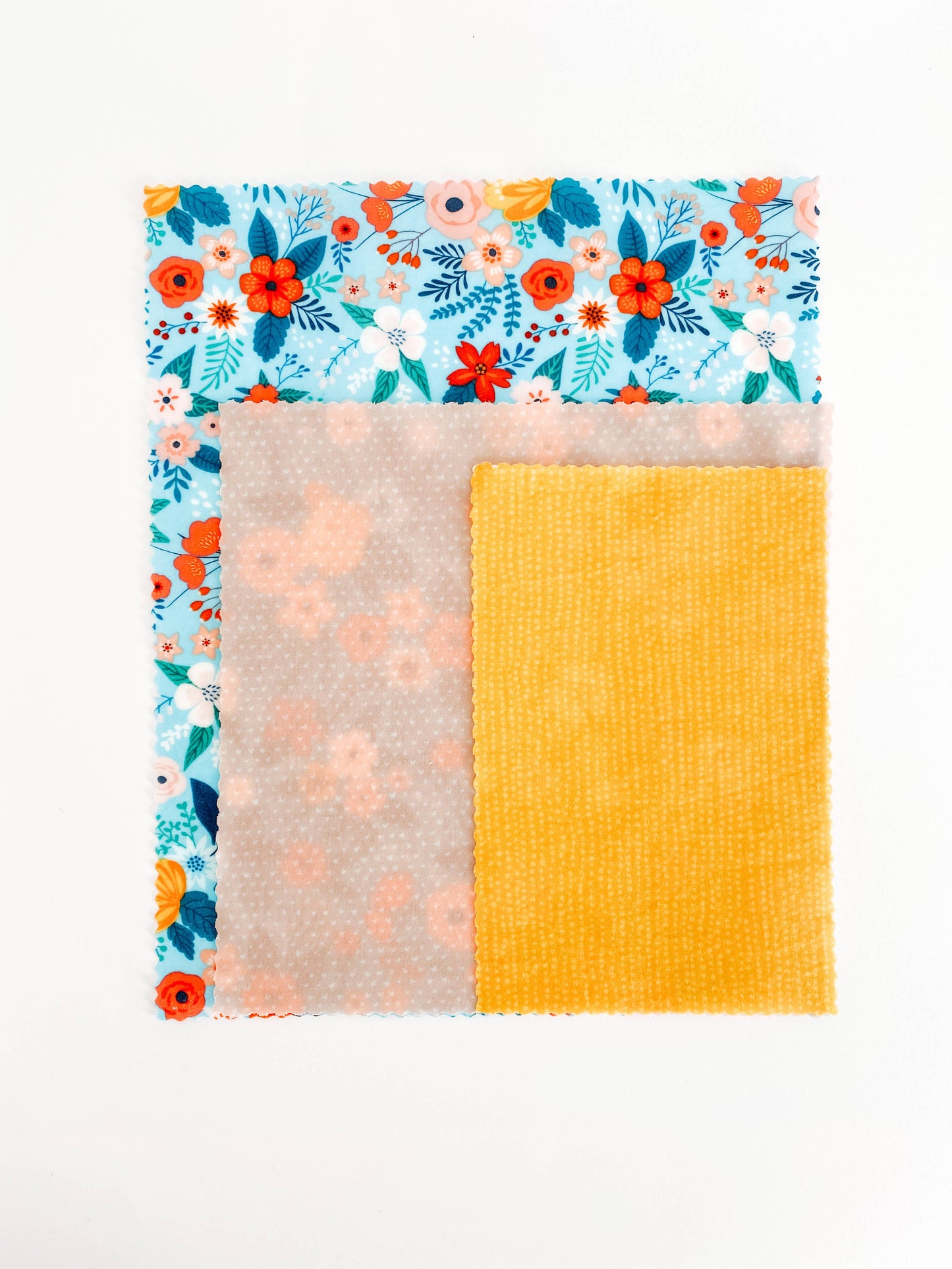 Reusable Beeswax Food Wraps: Spring Floral Set of 3