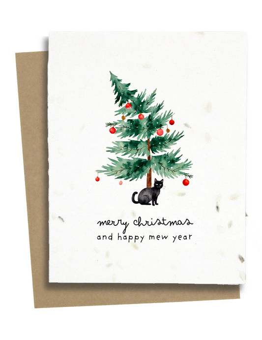 Christmas And New Years Cat Card
