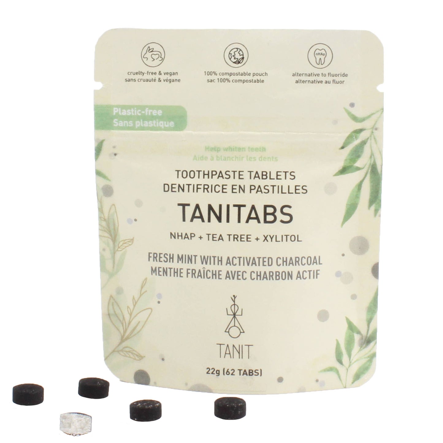 Mint Charcoal Toothpaste Tablets-62 tabs
