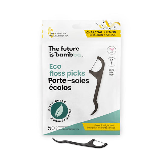 Eco Floss Picks Charcoal - Lemon