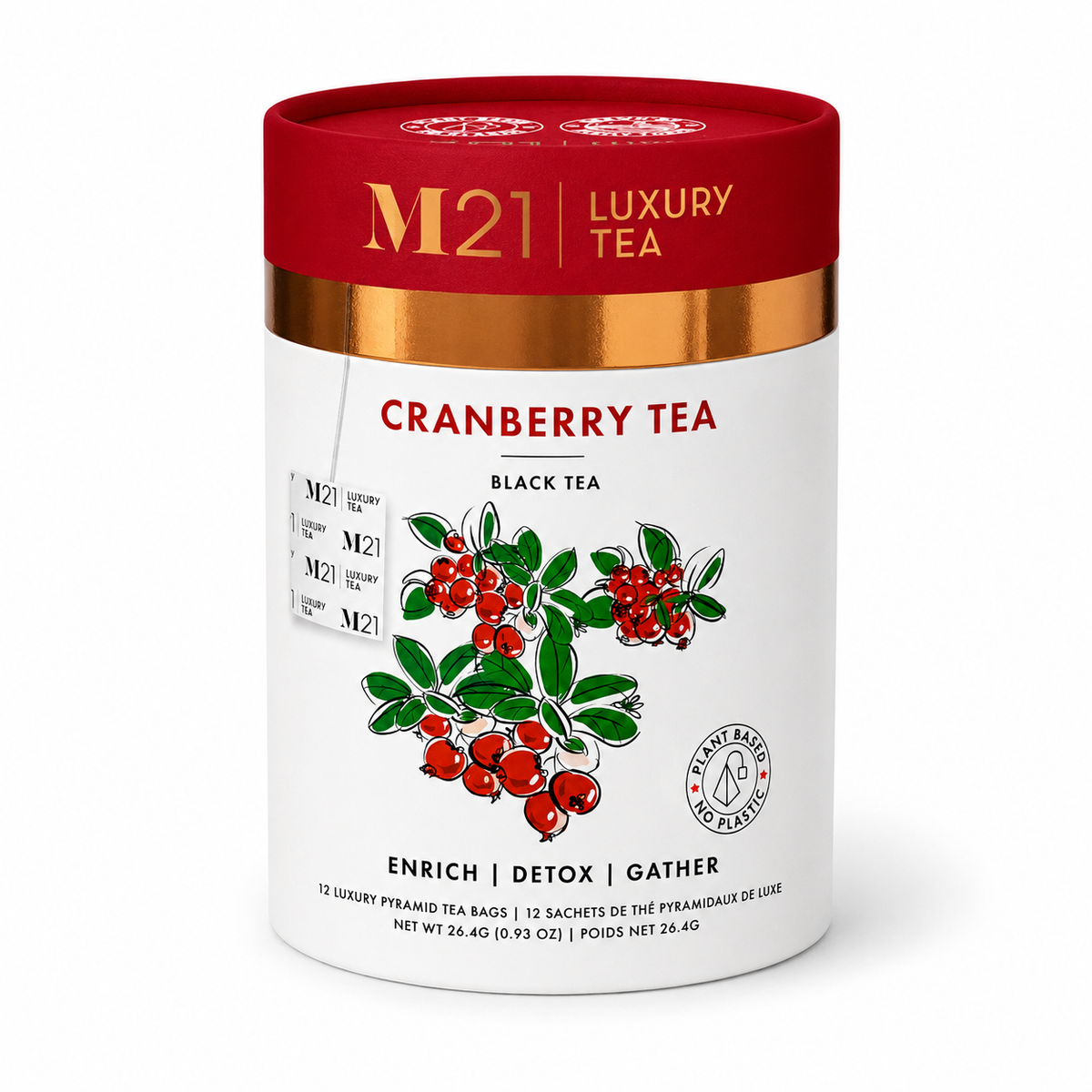 Tega Organic Tea - Cranberry Luxury Black Tea | Canadian | 12ct