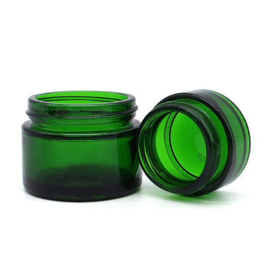 1oz Green Glass Jar with Black lid