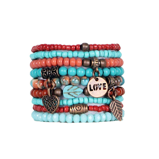Beaded Bracelets Set in a Southwestern Themed
