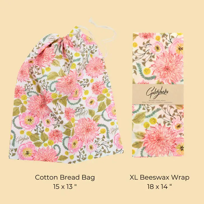 Bread Bag Set: Pink Floral