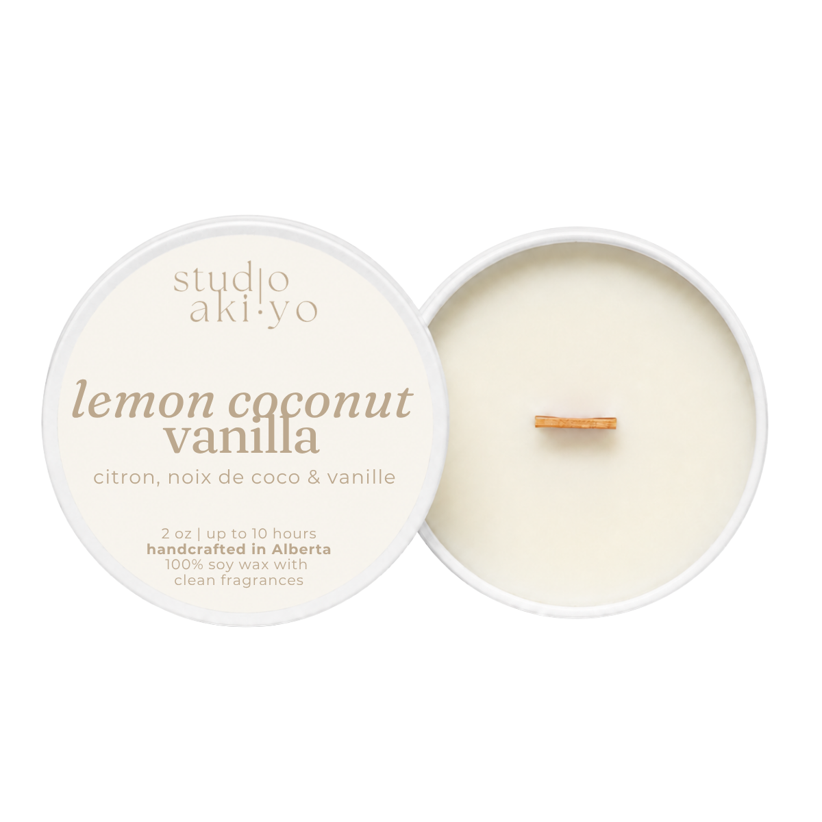 Studio Akiyo - Lemon Coconut Vanilla Soy Candle | 2oz Travel Tin Candle
