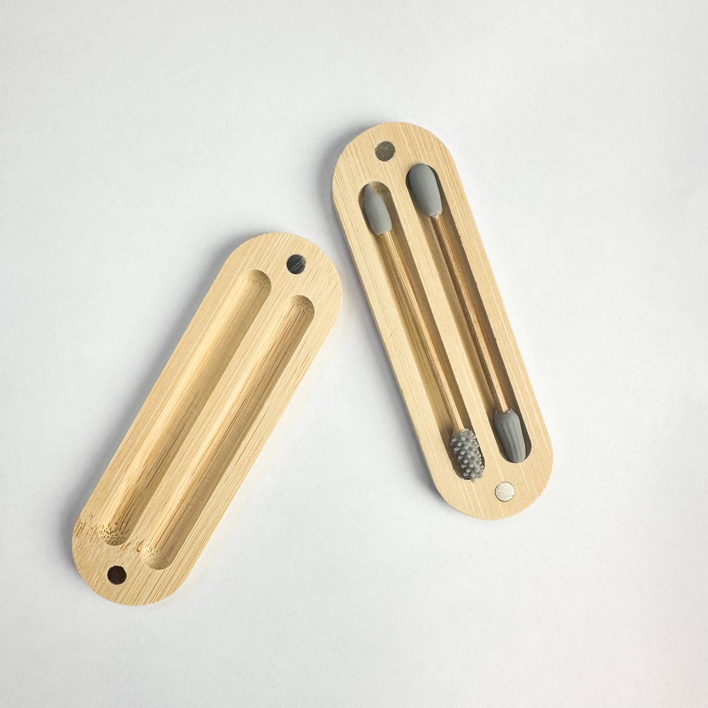 Reusable Plastic Free Bamboo Silicon Q-Tips with Bamboo Case