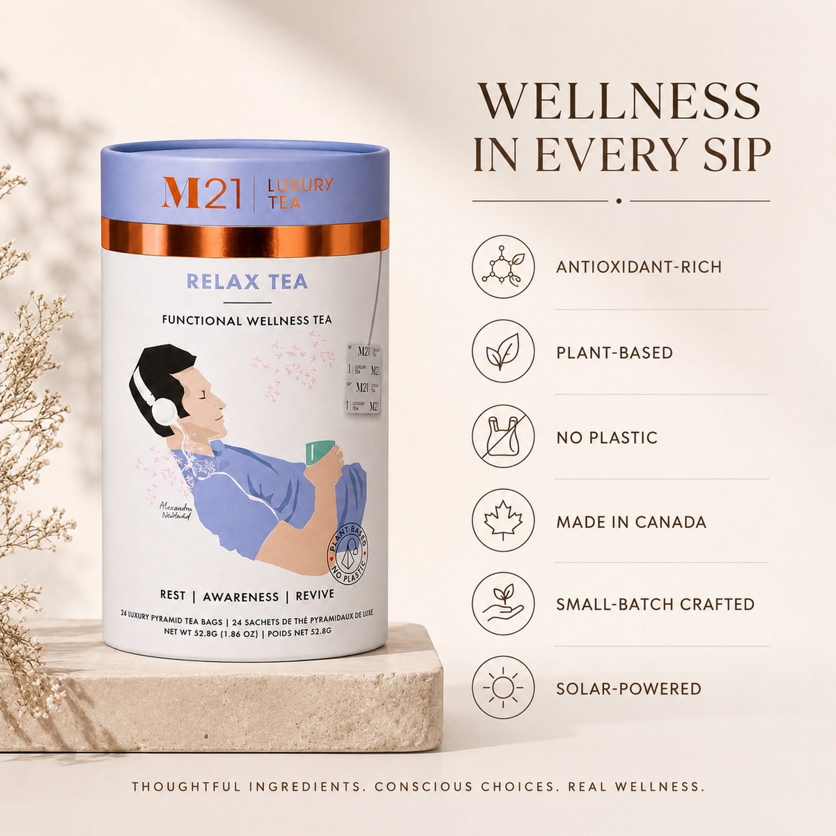 Tega Organic Tea - Relax Luxury Herbal tea | Canadian | 24ct