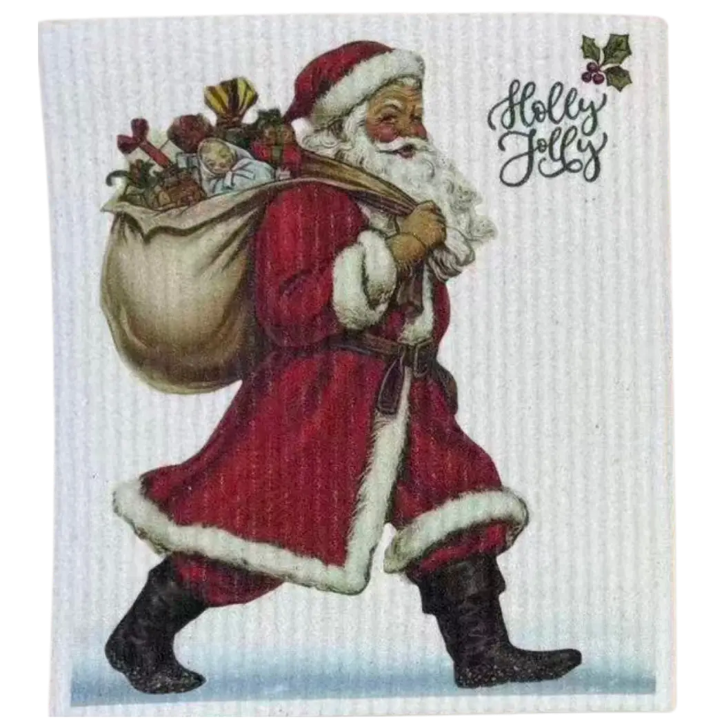 The Good Kitchen - Swedish Dishcloth Santa Holly Jolly