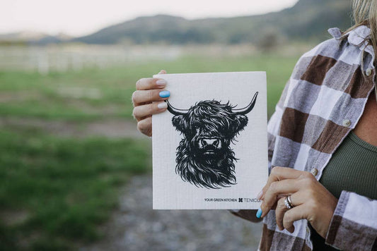 Sponge Cloth / Highland Cow / Reusable Cloth