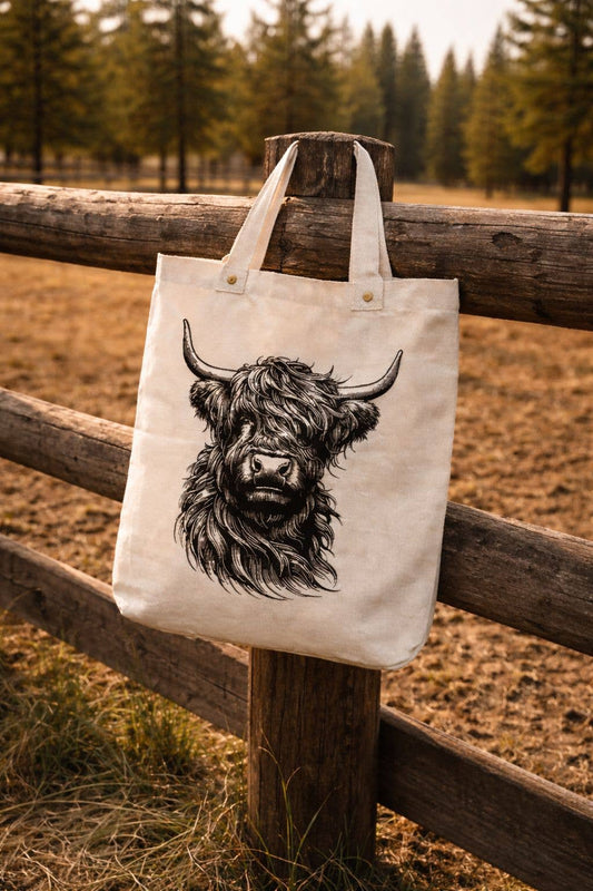 Canvas Tote Bag/Highland Cow/Shopping Bag