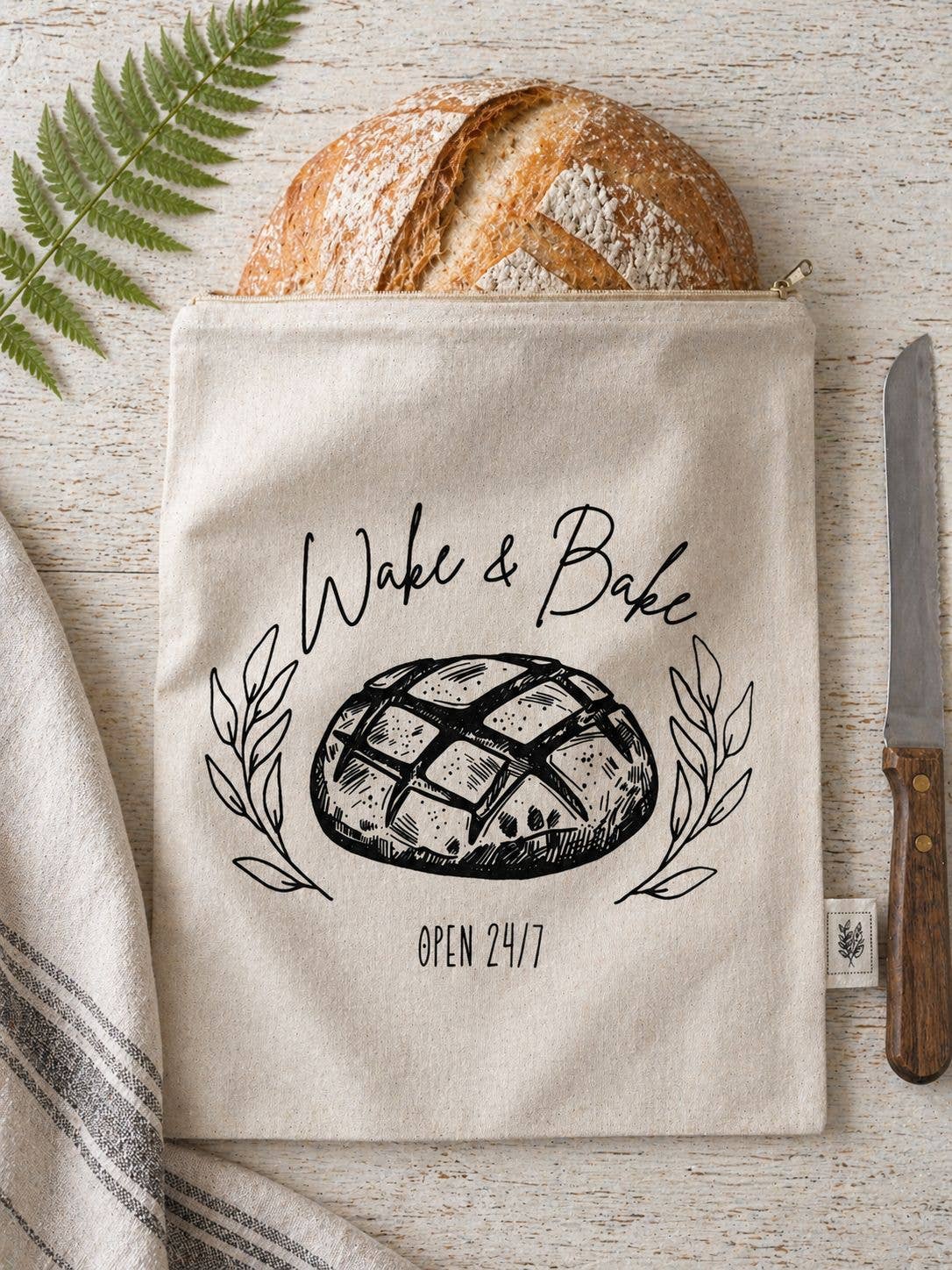 Bread Storage Bag/ Wake & Bake/Lined Bag
