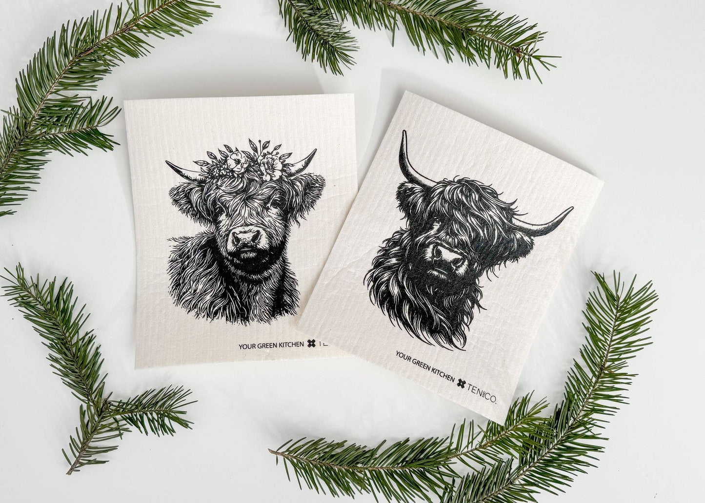 Sponge Cloth/ Floral Cow /Reusable Cloth
