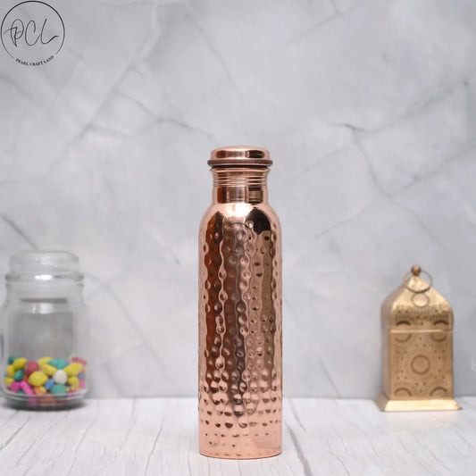 100% Pure Copper Water Bottle (950ML) | Hammered Ayurvedic 