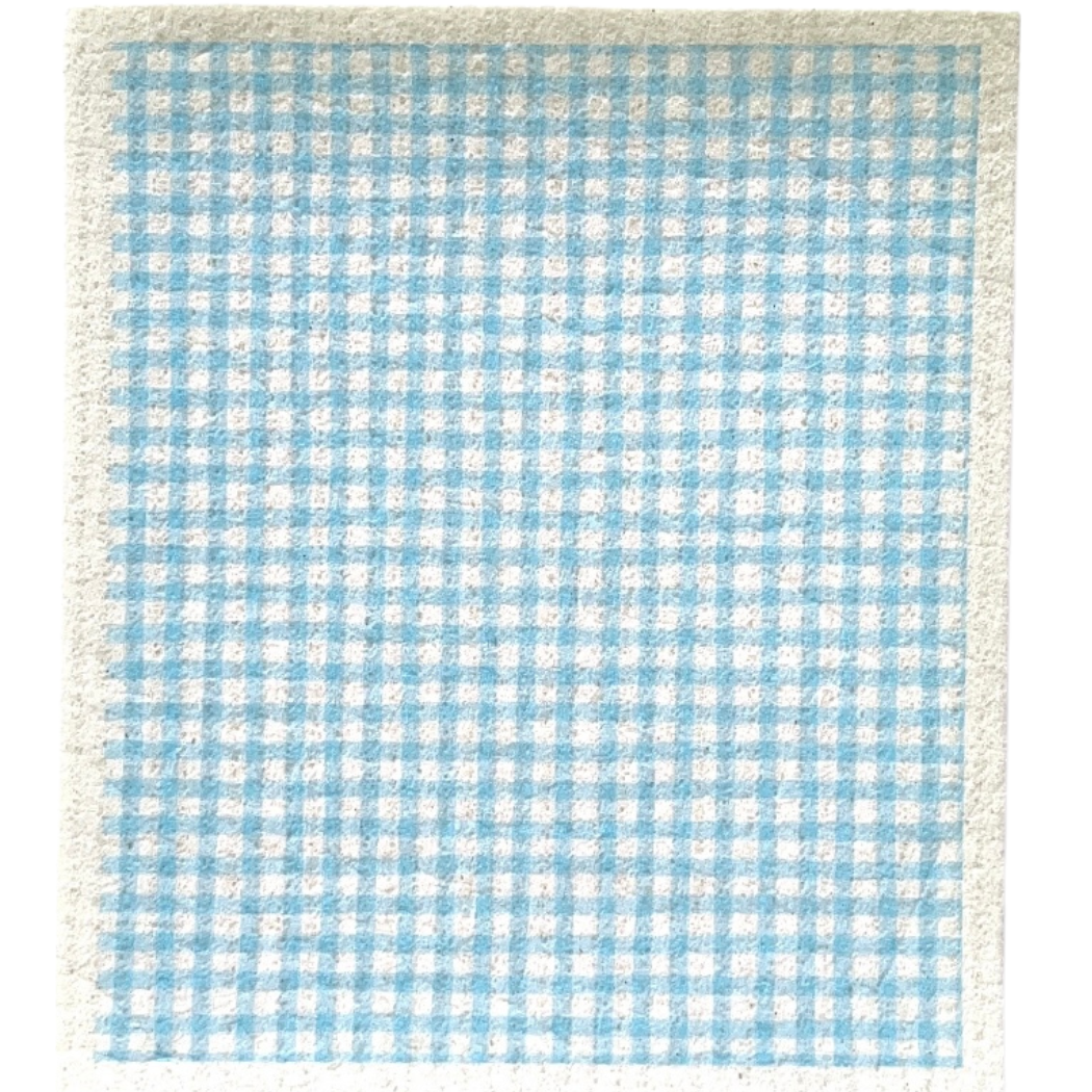 The Good Kitchen - Swedish Sponge Pattern Picnic Plaid Blue