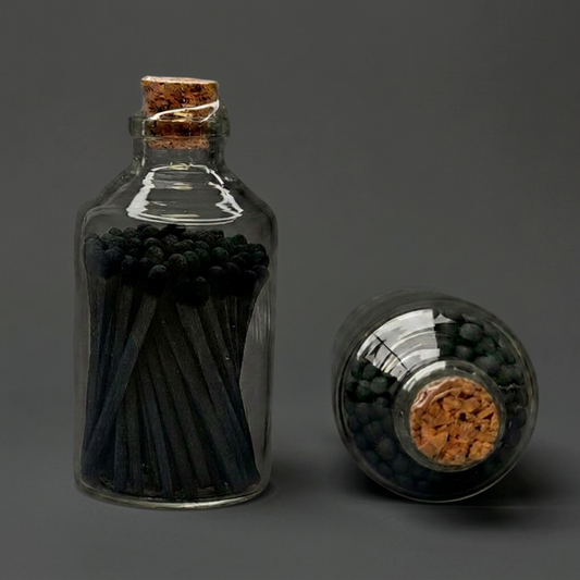 Monochrome Black Safety Matches in Apothecary Jar - No Label