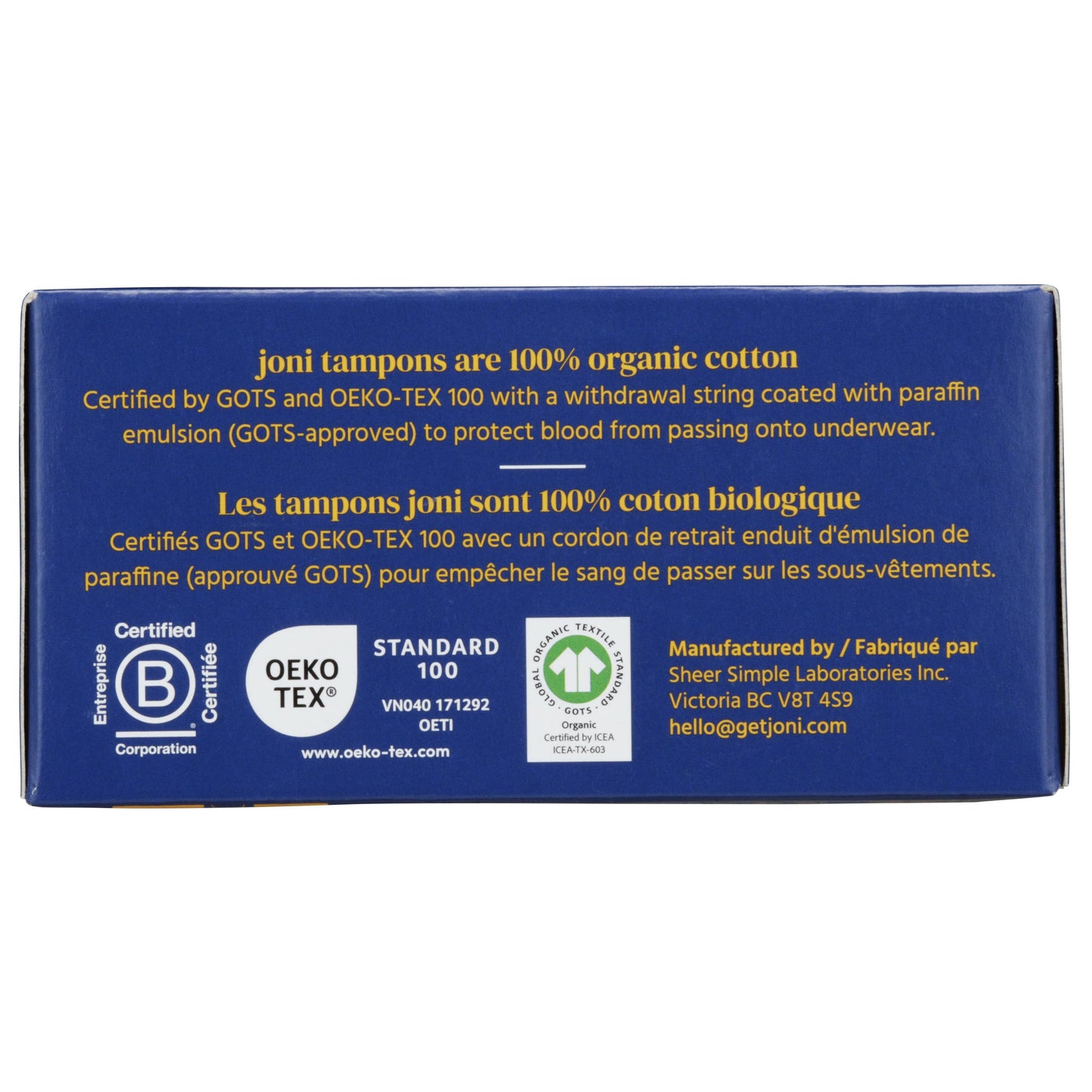 Joni Super Organic Cotton Non-Applicator Tampons