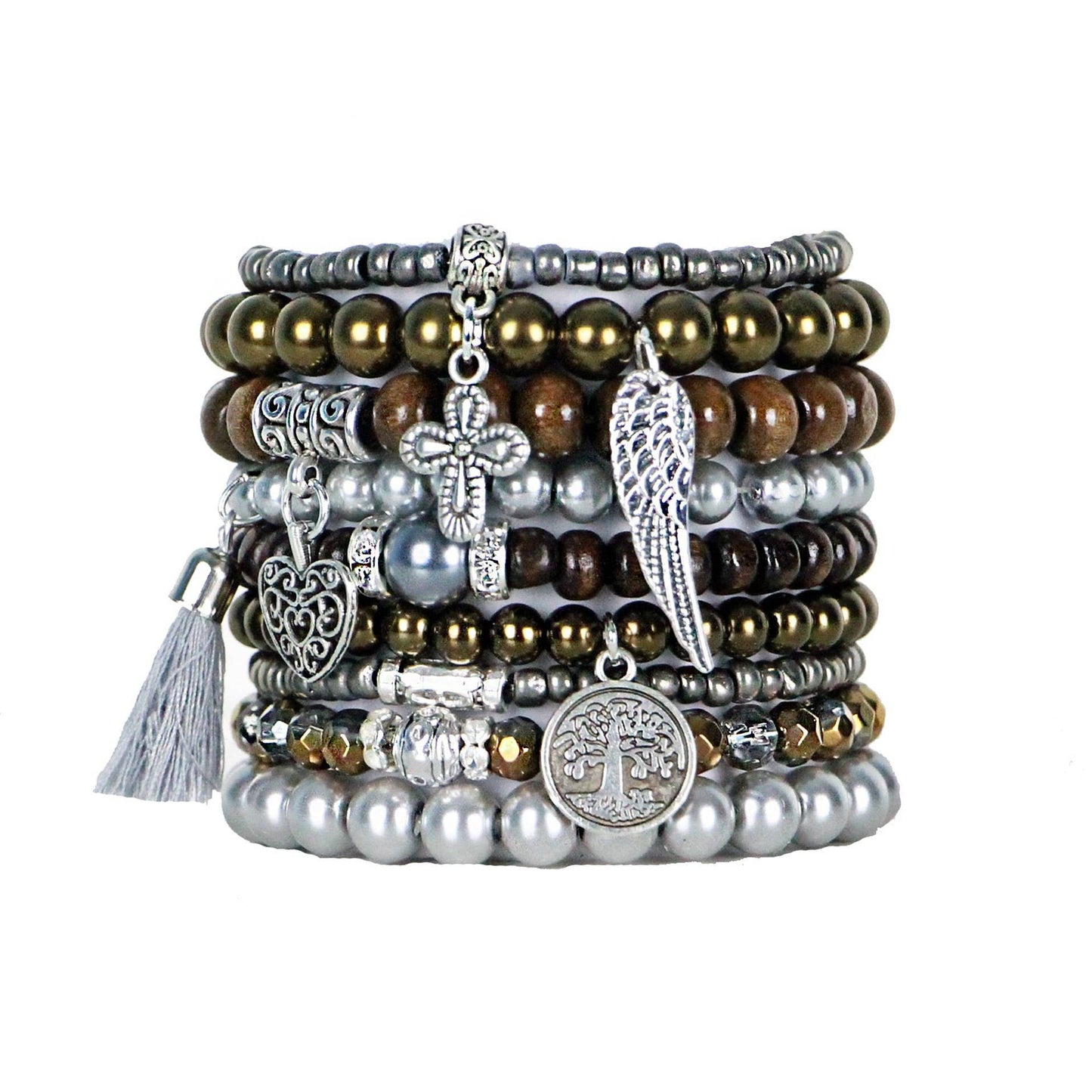 Beaded Stretch Bracelets in Earth Tones