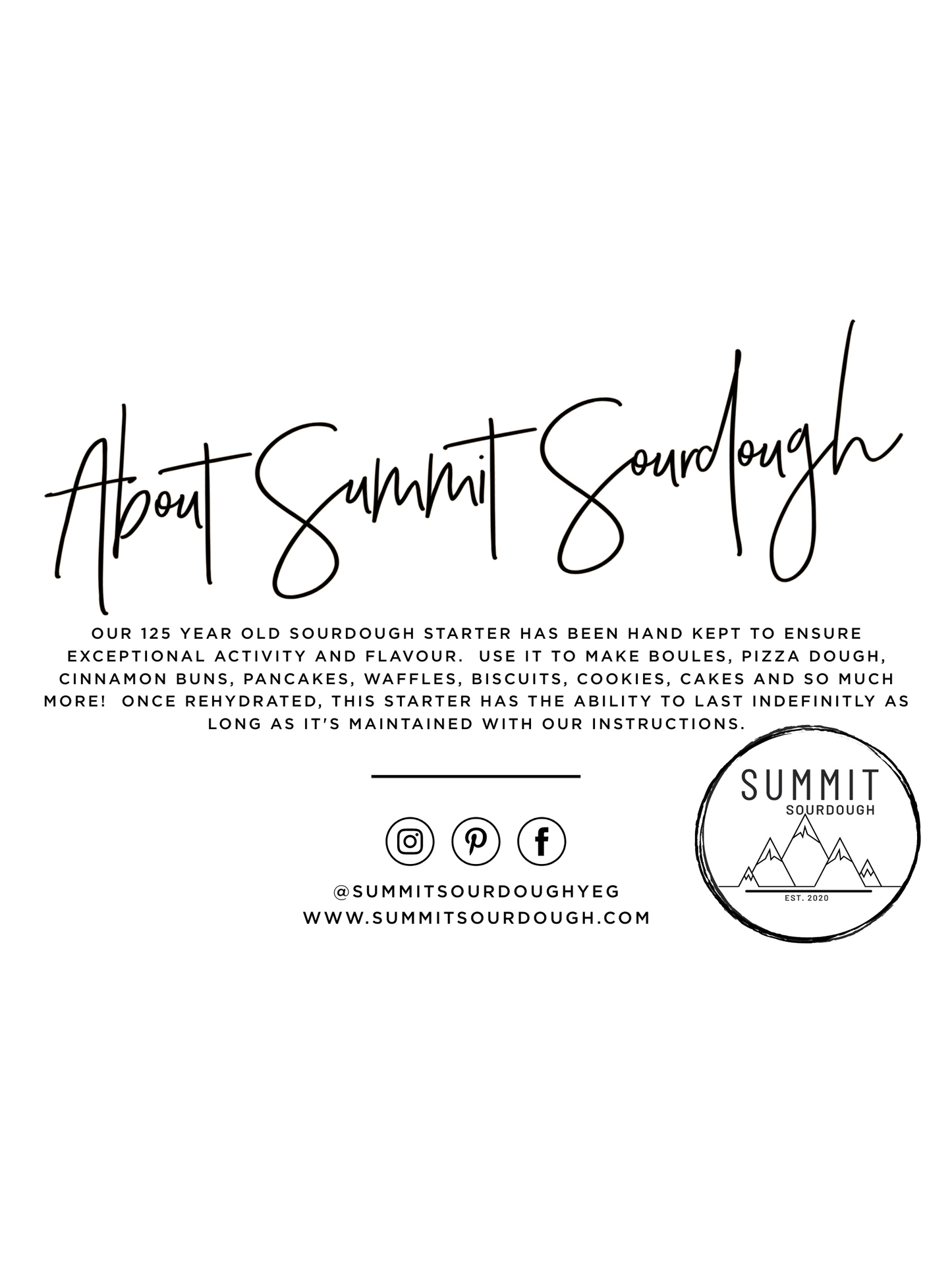ORGANIC 130 Year Old Summit Sourdough Starter Kit