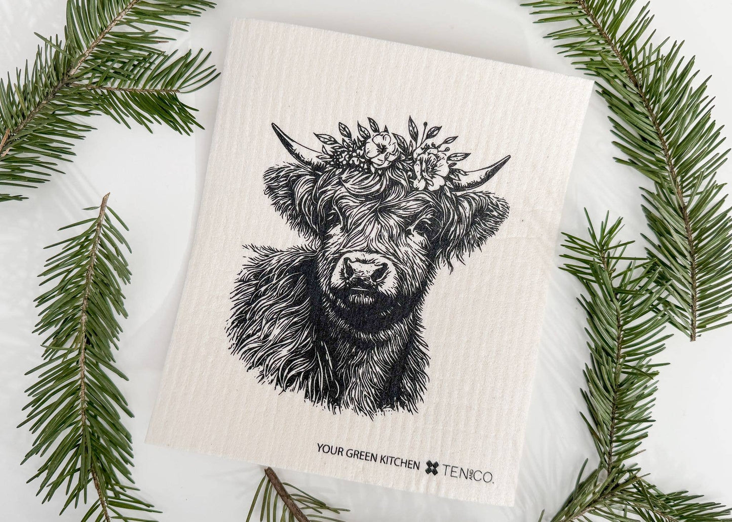 Sponge Cloth/ Floral Cow /Reusable Cloth