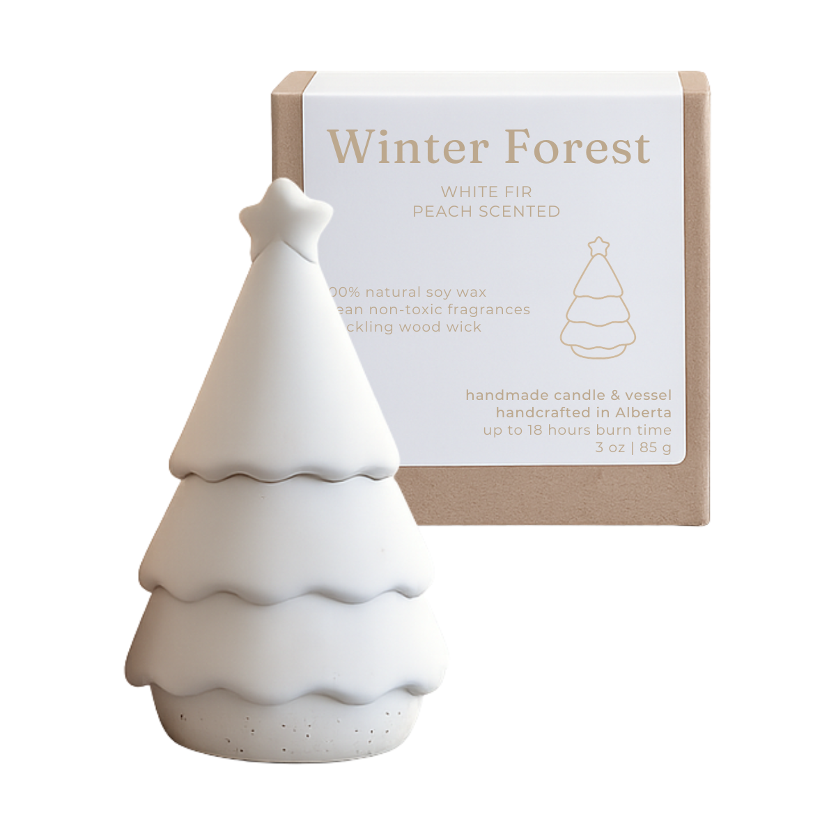 Studio Akiyo - Winter Forest Tree Soy Candle White Fir Peach | Holiday