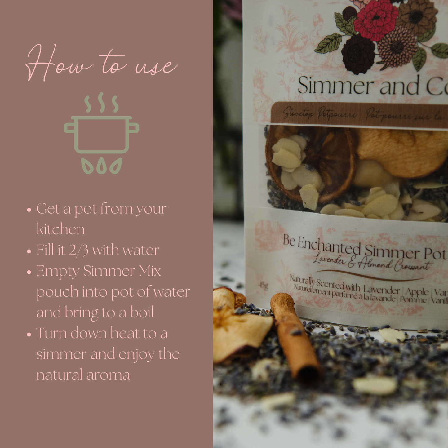 Be Enchanted Simmer Pot Mix, Natural Lavender Almond Aroma