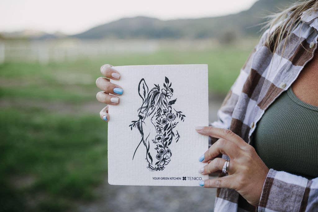 Sponge Cloth / Floral Horse / Reusable Cloth