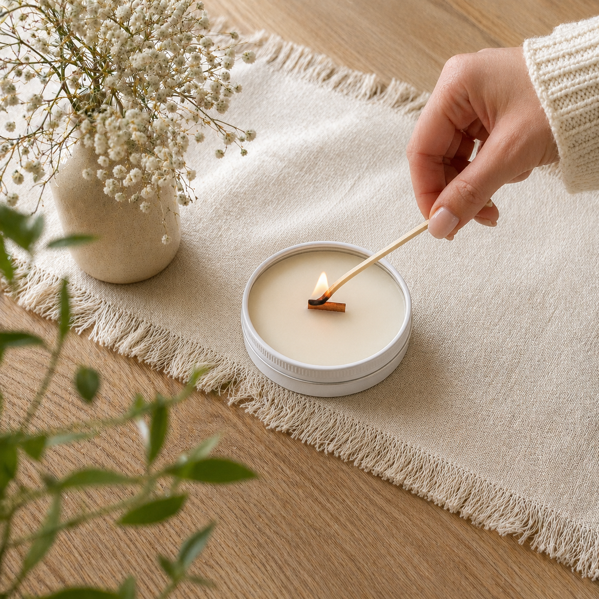 Studio Akiyo - White Fir Peach Soy Wax Candle | 2oz Travel Tin Candle
