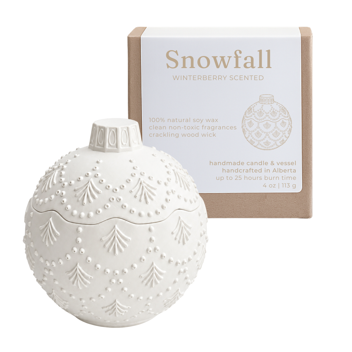 Studio Akiyo - Snowfall Ornament Soy Wax Candle Winterberry | Holiday
