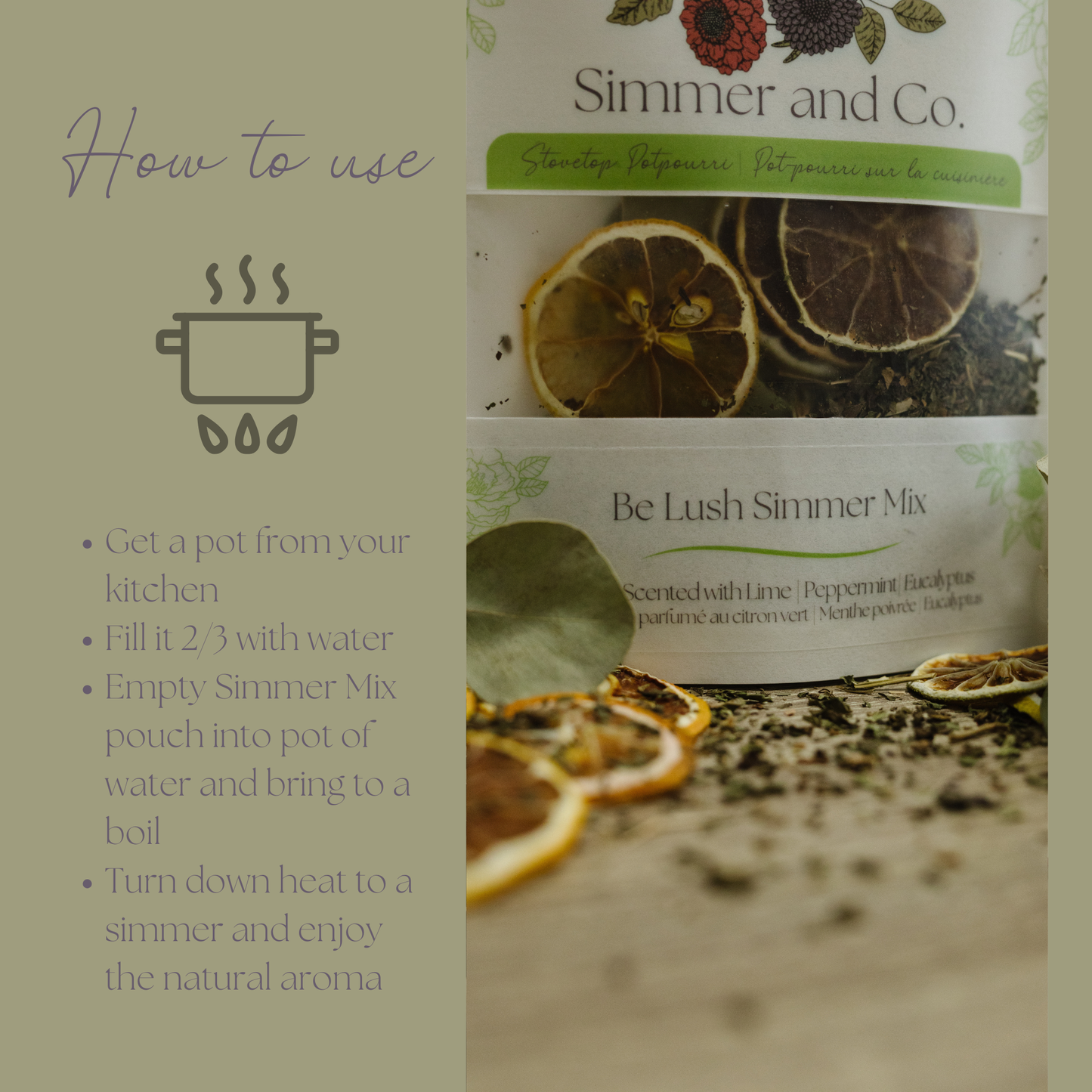 Be Lush Simmer Pot Mix, Natural Mint Citrus Aroma