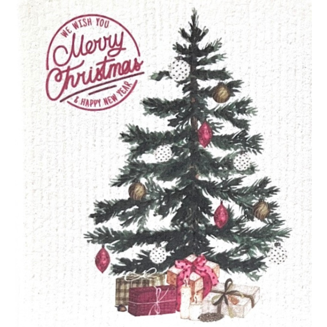 Swedish dishcloth Christmas Tree & Stamped Merry Christmas