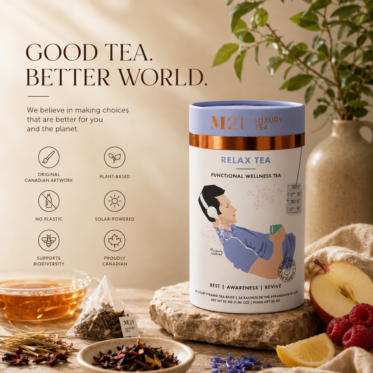 Tega Organic Tea - Relax Luxury Herbal tea | Canadian | 24ct